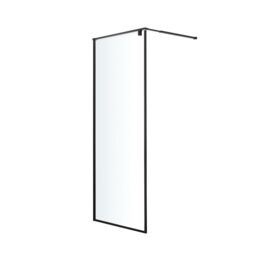 GoodHome Ezili Matt Black Clear Toughened Safety Glass Minimal Frame Walk-In Wet Room Glass Screen (H)195Cm (W)89Cm - thumbnail 2