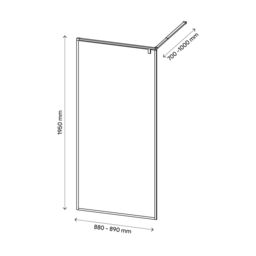 GoodHome Ezili Matt Black Clear Toughened Safety Glass Minimal Frame Walk-In Wet Room Glass Screen (H)195Cm (W)89Cm - thumbnail 7