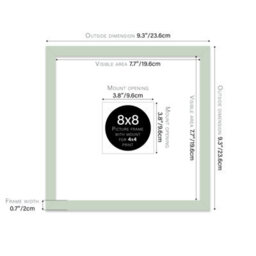 "8X8"" Mint Green Picture Frame - 8X8"" Square Frame With 4X4"" Mount For 8X8""/4X4"" Pictures Moderrn Style Thin Edge, 1 Pack" - thumbnail 2