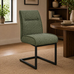 Where Saints Go Ltd Harlow Dining Chairs Pack Of 2, Green Tweed, Black Cantilever Frames By Where Saints Go - thumbnail 1