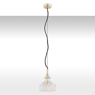 Luminosa Lighting Luminosa Cruz Dome Pendant Ceiling Light Transparent, Brass Steel