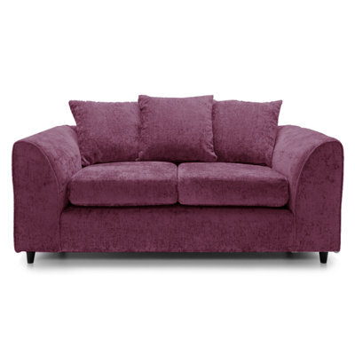 Furnishings For Less UK Monaco Chenille Fabric 2 Seater Sofa Purple Scatter Back - image 1