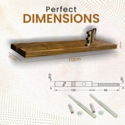 MKGT Set Of 2 Rustic Wooden Floating Shelves With Hidden Brackets (Tudor Oak, 70Cm (0.7M) - thumbnail 2