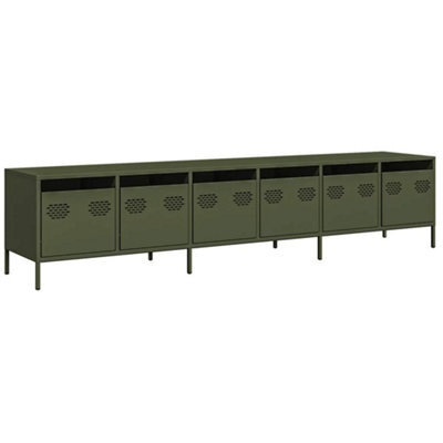 Berkfield Sturdy Tv Cabinet Olive Green 202X39X43.5 Cm Cold-Rolled Steel