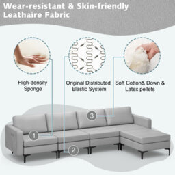 Costway Modular L-Shaped Sectional Sofa Couch W/ Chaise Reversible Ottoman (4 Power Outlets & 4 Usb Ports) - thumbnail 7