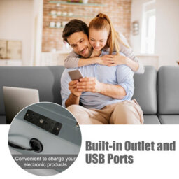 Costway Modular L-Shaped Sectional Sofa Couch W/ Chaise Reversible Ottoman (4 Power Outlets & 4 Usb Ports) - thumbnail 9