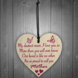 Red Ocean Dearest Mum Love You Wooden Hanging Heart Mothers Day Gift Cute Mums Sign - thumbnail 2