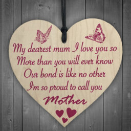Red Ocean Dearest Mum Love You Wooden Hanging Heart Mothers Day Gift Cute Mums Sign - thumbnail 1