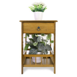 Fativo 49Cm Height 2-Tier Multifunctional Bamboo Bedside Table With Drawer Bedroom Couch Nightstand - thumbnail 4