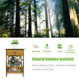 Fativo 49Cm Height 2-Tier Multifunctional Bamboo Bedside Table With Drawer Bedroom Couch Nightstand - thumbnail 5
