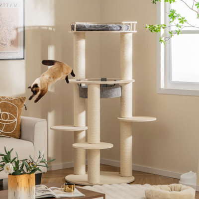 Costway 150 Cm Multi-Level Cat Tree Wooden Cat Tower Large Pet Play House - image 1