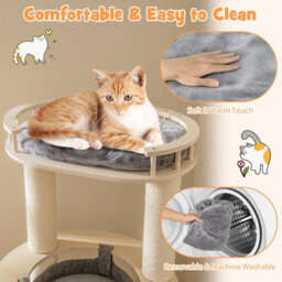 Costway 150 Cm Multi-Level Cat Tree Wooden Cat Tower Large Pet Play House - thumbnail 8