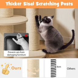 Costway 150 Cm Multi-Level Cat Tree Wooden Cat Tower Large Pet Play House - thumbnail 7