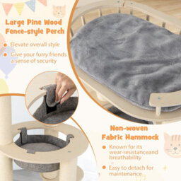 Costway 150 Cm Multi-Level Cat Tree Wooden Cat Tower Large Pet Play House - thumbnail 6
