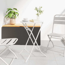 Berkfield Garden Table Folding White 50 X 50 X 72 Cm Steel - thumbnail 1