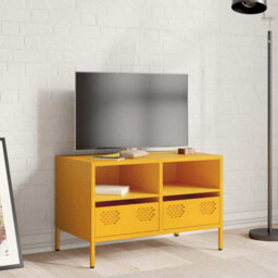 Berkfield Tv Cabinet Mustard Yellow 68X39X43.5 Cm Cold-Rolled Steel - thumbnail 3