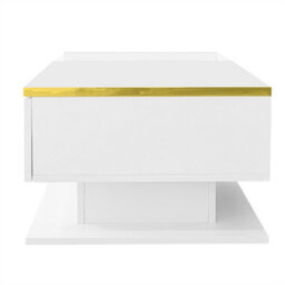 Abrihome 90Cm High-Gloss Led Coffee Table, Side Table With Glass Top & Ambient Lighting, Modern Living Room Centrepiece, White - thumbnail 7