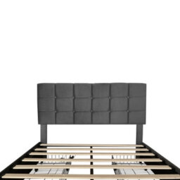 Abrihome 4Ft6 Double Upholstered Bed With 4 Storage Drawers, Bed Frame With Charging Station Adjustable Button Tufted Headboard Grey - thumbnail 7