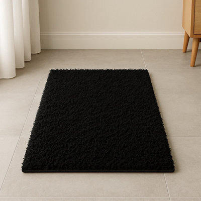 Uetian Black Soft Shaggy Rug Soft Texture With 5Cm Pile Thickness Large Black (160X230) - image 1