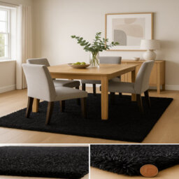 Uetian Black Soft Shaggy Rug Soft Texture With 5Cm Pile Thickness Large Black (160X230) - thumbnail 8
