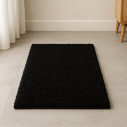 Uetian Black Soft Shaggy Rug Soft Texture With 5Cm Pile Thickness Large Black (160X230) - thumbnail 1