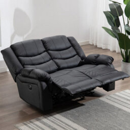 More4Homes Seattle Electric High Back Bonded Leather Recliner 2 Seater Sofa (Black) - thumbnail 1