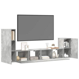 Berkfield Classic 4 Piece Tv Cabinet Set Concrete Grey Engineered Wood - thumbnail 4