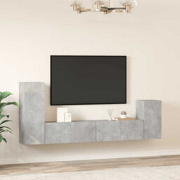 Berkfield Classic 4 Piece Tv Cabinet Set Concrete Grey Engineered Wood - thumbnail 3