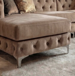 Monaco 4 Seater Chesterfield Chaise Sofa Mink Velvet U Shaped Chaise - Deep Buttoned Cushions Upholstery Couch Lounge - thumbnail 2