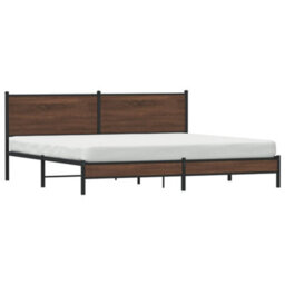Berkfield Metal Bed Frame Without Mattress Brown Oak 200X200 Cm - thumbnail 4