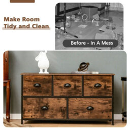 Gainoom 5 Drawers Dresser Organizer 2-Tier Fabric Storage Organizer Chest Of Drawers - thumbnail 3