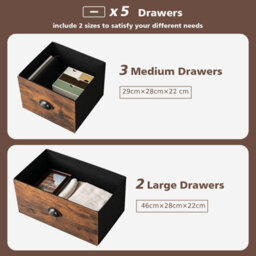 Gainoom 5 Drawers Dresser Organizer 2-Tier Fabric Storage Organizer Chest Of Drawers - thumbnail 5