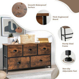 Gainoom 5 Drawers Dresser Organizer 2-Tier Fabric Storage Organizer Chest Of Drawers - thumbnail 8