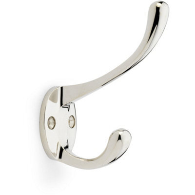 Loops Solid Brass Victorian Hat & Coat Hook - Wall Mounted Holder - Polished Nickel - image 1