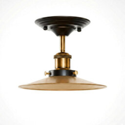 E27 Flush Fitting Ceiling Light With 22Cm Yellow Brass Lampshade Easy Fit Flush Mount Lighting For Kitchen, Bedroom - thumbnail 1