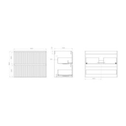 Banyetti Linea Matt White Ribbed Double Drawer Wall Hung Vanity Unit 800mm X 460mm - thumbnail 5