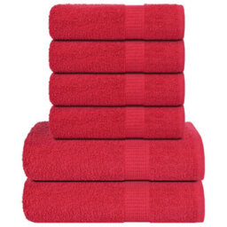 Berkfield 6 Piece Towel Set Red 360 Gsm 100% Cotton
