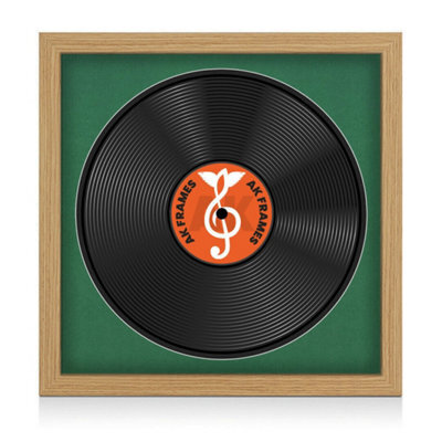 "16X16"" Light Oak Modern Vinyl Record Frame With Emerald Mount For 12 Inch Lp Disc - Ak Frames" - image 1