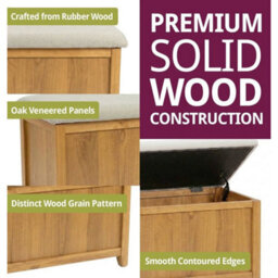 Large Blanket Box, Wooden Ottoman, Wooden Toy Storage Chest, Padded Lid/ Bench - thumbnail 3