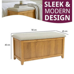 Large Blanket Box, Wooden Ottoman, Wooden Toy Storage Chest, Padded Lid/ Bench - thumbnail 2