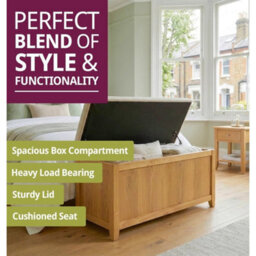Large Blanket Box, Wooden Ottoman, Wooden Toy Storage Chest, Padded Lid/ Bench - thumbnail 4
