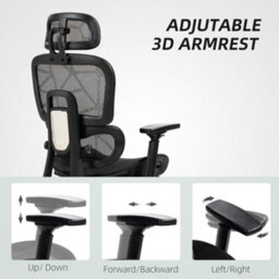 Homcom Ergonomic Office Chair Swivel Computer Chair With 3D Armrest Black - thumbnail 6