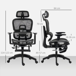 Homcom Ergonomic Office Chair Swivel Computer Chair With 3D Armrest Black - thumbnail 3