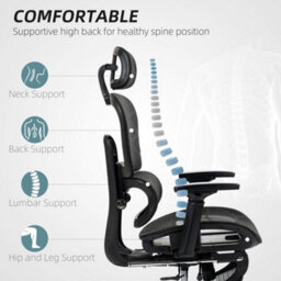Homcom Ergonomic Office Chair Swivel Computer Chair With 3D Armrest Black - thumbnail 4