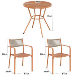 Core Products 3 Piece Round Garden Bistro Set In Terracotta, Includes Pair Of Rope Back Armchairs And Plastic Table - thumbnail 8
