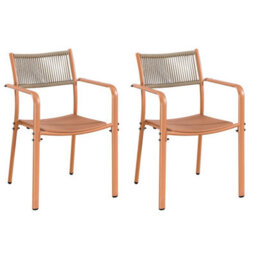 Core Products 3 Piece Round Garden Bistro Set In Terracotta, Includes Pair Of Rope Back Armchairs And Plastic Table - thumbnail 6