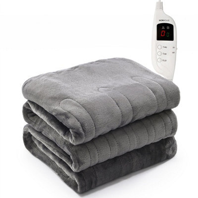 Monhouse Heated Throw - Electric Blanket - Digital Controller - 9Hr Timer, 9 Heat Settings - Double 150X200Cm - Grey - image 1