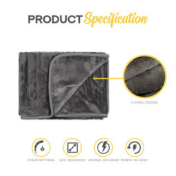 Monhouse Heated Throw - Electric Blanket - Digital Controller - 9Hr Timer, 9 Heat Settings - Double 150X200Cm - Grey - thumbnail 7