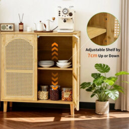 Freestanding Kitchen Bamboo Cupboard Boho Accent Cabinet - thumbnail 4