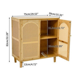 Freestanding Kitchen Bamboo Cupboard Boho Accent Cabinet - thumbnail 2